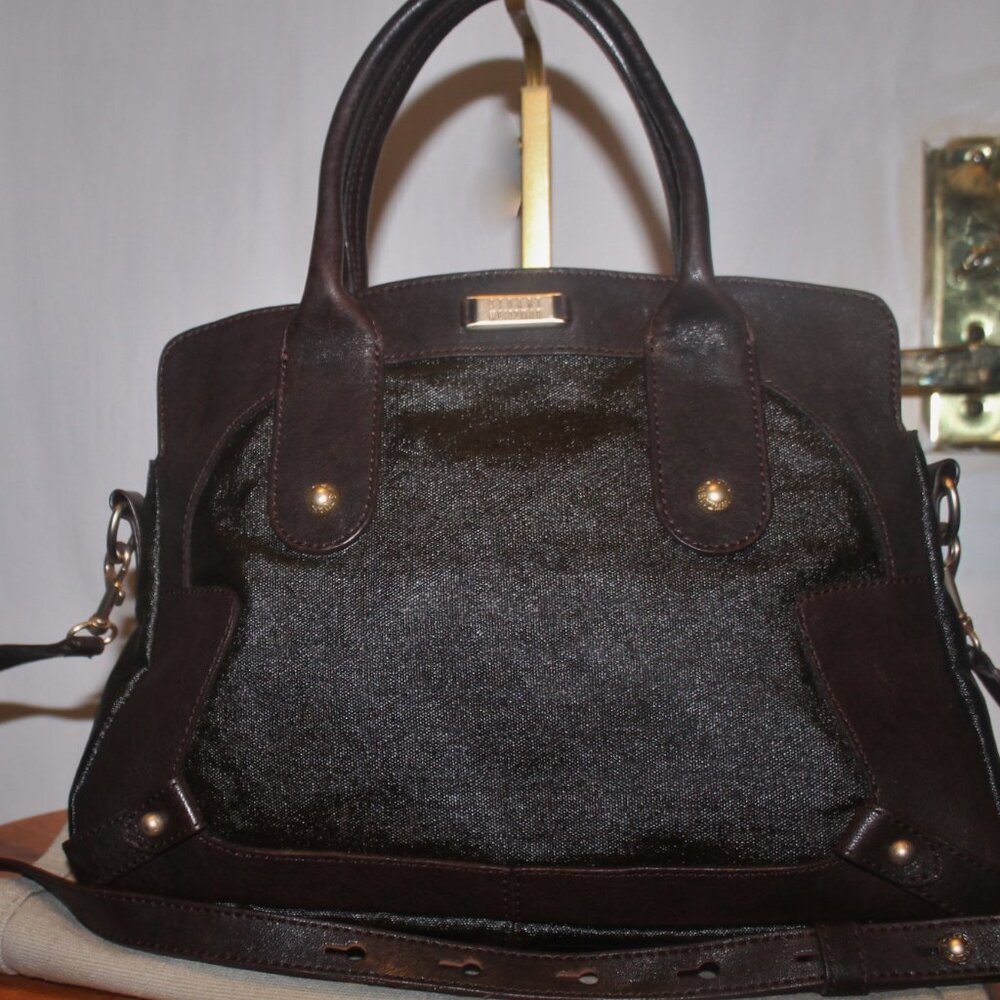 $695 Stuart Weitzman Brown Satchel Tote Shoulderbag Purse w Strap